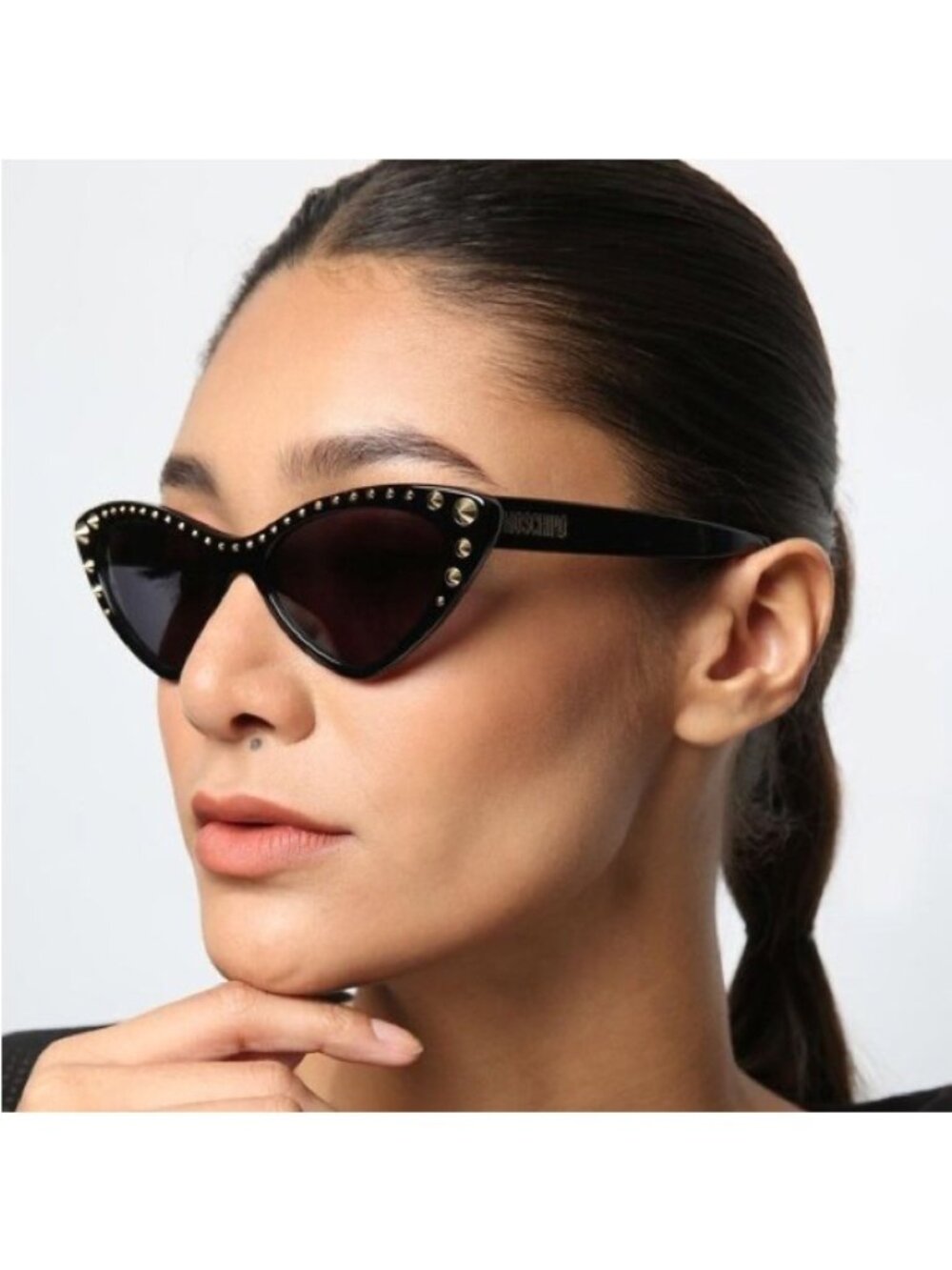 Moschino MOS006/S black stud retro sunglasses